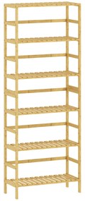 HOMCOM Raft de bambus cu 6 niveluri, cu rafturi reglabile, 60x26x161 cm | Aosom Romania