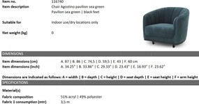 Fotoliu modern design LUX Agostino, Pavililon sea green