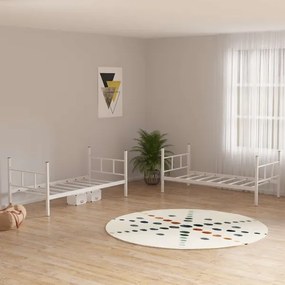 Pat supraetajat metalic MAVEN 90x200 cm, alb, capacitate de încărcare 2 x 100 kg