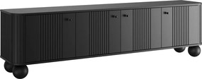 Comodă TV Vesper 4D 187 cm - negru / mânere negre / picioare sferice