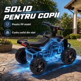 AIYAPLAY ATV Electric pentru Copii 18-48 Luni, 6V, 2 km/h, Sarcină 25 kg, Negru | Aosom Romania