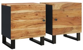 Noptiere, 2 buc., 40x33x46 cm, lemn masiv de acacia 2, lemn masiv de acacia