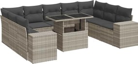 vidaXL Set canapele de grădină cu perne 10 piese gri deschis poliratan
