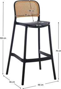 Scaun de bar, stivuibil, negru/bej, RAVID NEW TYP 3