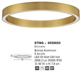 Lustra/Plafoniera LED design slim circular STING Bronz 80cm
