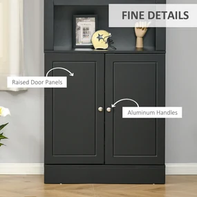 HOMCOM Bufet Bucătărie Lemn cu Spațiu Depozitare, Etajere Ajustabile, Dulap 2 Uși, Design Modern, Negru | Aosom Romania