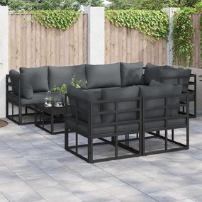 vidaXL Set de canapele pentru grădină 7 pcs Negru 283 x 143 x 71 cm