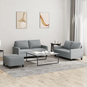 vidaXL Set de canapele cu perne, 3 piese, gri deschis, textil