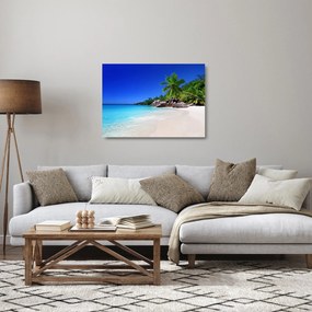 Tablou pe sticlă cu plaja pe insula Praslin (70x50 cm)