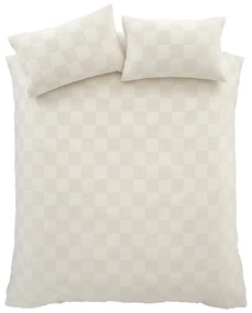Lenjerie de pat crem din țesătură bouclé pentru pat dublu/extinsă 230x220 cm Cosy Checkerboard – Catherine Lansfield