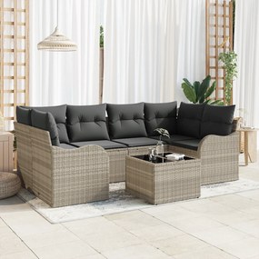 vidaXL Set de canapele pentru grădină cu pernă 7 pcs Gri deschis