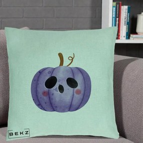 Perna Decorativa Dovleac Halloween Mov Kawaii, 40x40 cm, Verde Menta, Husa Detasabila, Perna Inclusa, BEKZ®