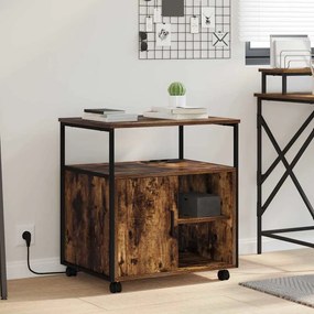 vidaXL Birou cu Stație de Încărcare Stejar afumat 61 x 46 x 67 cm