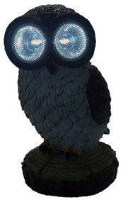 Decoratiune gradina, polirasina, lampa solara, bufnita, 14x14x25 cm