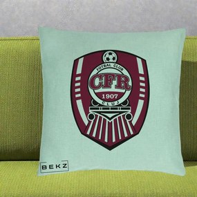 Perna Personalizata CFR Cluj Fotbal Club 1907, 40x40 cm, Verde Menta, Husa Detasabila, Perna Inclusa, BEKZ®