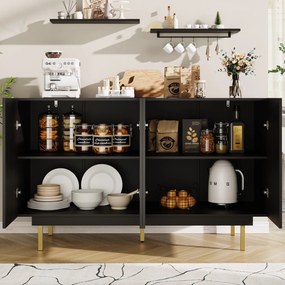 Dulap minimalist pentru sufragerie, Negru | Aosom Romania