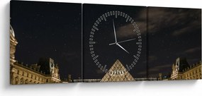 Tablou - Louvre nocturn (cu ceas) (90x30 cm)