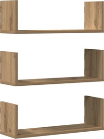 vidaXL Rafturi perete 3buc. stejar artizanal 58x18x18cm lemn prelucrat