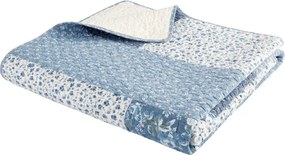 Cuvertură albastră matlasată din bumbac 220x230 cm Floral Patchwork – Bianca