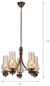 Lustră pe lanț Brilagi COTTAGE 5xE14/40W/230V stejar/maro