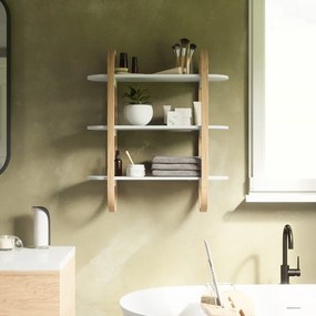 Raft alb/în culoare naturală etajat cu aspect de lemn exotic Bellwood – Umbra