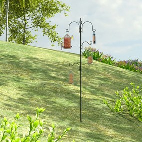 PawHut Hrănitor pentru păsări stație de hrănire decorativă pentru păsări stație de hrănire pentru păsări sălbatice cu 4 cârlige 54,5 x 54,5 x 208 cm negru | Aosom Romania