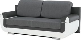 Canapea, piele ecologică alba+gri/material textil gri, KARDYN