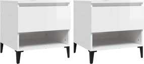 vidaXL Mese laterale 2 buc. alb extralucios 50x46x50 cm lemn compozit