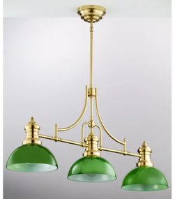 Lustră cu tijă PLATINO Jupiter 2074, 3xE27/15W/230V, verde/auriu