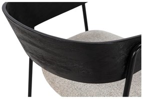 Set de scaune de sufragerie negru/bej cu cotiere 2 buc. tapițat Cora – MOME