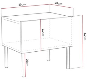 Noptieră EXITO 46x50 cm alb/auriu