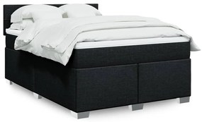 vidaXL Pat box spring cu saltea, negru, 160x200 cm, textil