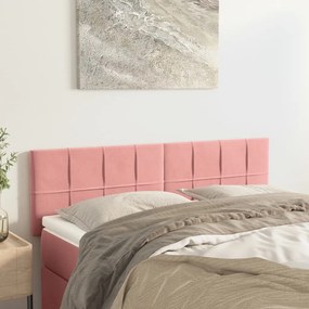 346059 vidaXL Tăblii de pat, 2 buc, roz, 72x5x78/88 cm, catifea
