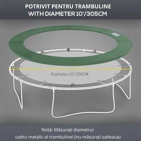 HOMCOM Husă pentru Trambulină, Pliabilă și Portabilă, de Grădină din Plastic,  Ø305x1,5 cm, Verde | Aosom Romania