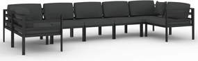vidaXL Set mobilier de grădină cu perne, 7 piese, antracit, aluminiu