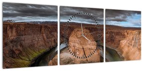 Tablou cu lac în stânci (cu ceas) (90x30 cm)