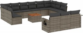vidaXL Set mobilier de grădină cu perne, 14 piese, gri, poliratan