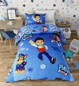 Lenjerie de pat copii Paw Patrol albastru /160x200 cm dimensiune standard