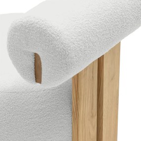 Fotoliu design alb HANNA, stejar