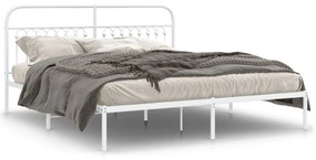 376654 vidaXL Cadru de pat metalic cu tăblie, alb, 183x213 cm