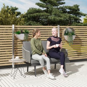 Outsunny Canapea de gradina 2 locuri cu perne din ratan, canapea de exterior structura din otel 110 x 70 x 72 cm gri inchis | Aosom Romania