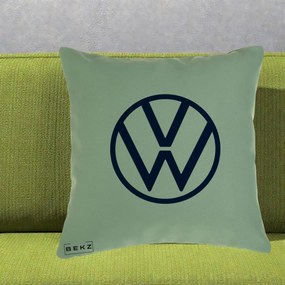 Perna Personalizata cu emblema Volkswagen, 40x40 cm, Verde, Husa Detasabila, Perna Inclusa, BEKZ®