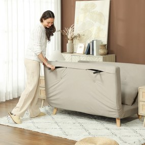HOMCOM Canapea de dormit Canapea de relaxare Canapea Canapea, inclusiv 2 perne, Material de Catifea, 130 x 78 x 79 cm, Bej | Aosom Romania