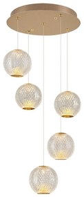 Lustră LED suspendată pe cablu CREMONA 5xLED/5W/230V 3000K aurie