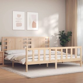 3192836 vidaXL Cadru pat cu tăblie 200x200 cm, lemn masiv de pin