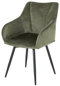 Set de 2 scaune pivotante, Metal Negru, Chenille Verde, AVIGNON A-46472 VC