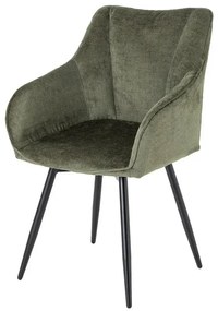Set de 2 scaune pivotante, Metal Negru, Chenille Verde, AVIGNON A-46472 VC