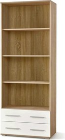 Biblioteca LIMA, alb/stejar sonoma, PAL laminat, 77x40x200 cm