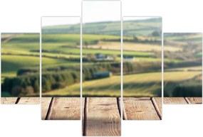 Tablou - Raft din lemn cu peisaj (150x105 cm)