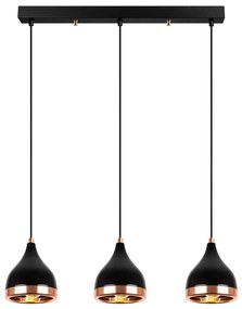 Lustră neagră/arămie cu abajur din metal Yildo – Opviq lights